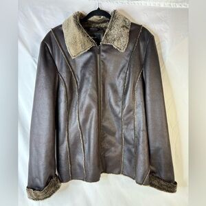 Style & Co Soft Faux Fur lined Brown Jacket Women’s‎ XL